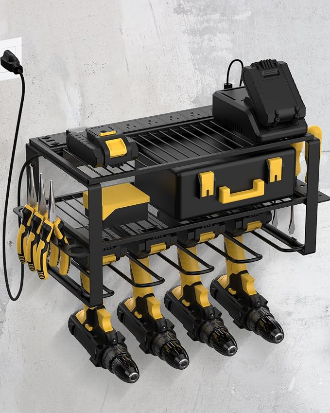 Wall Mount Power Tool Organizer and Charging Station by WellMall