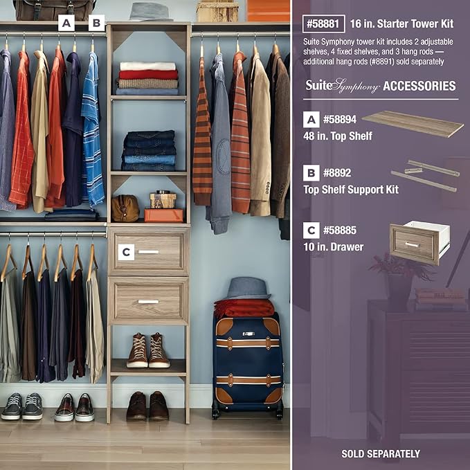 ClosetMaid SuiteSymphony Wood Closet Organizer Starter Kit - Image 5