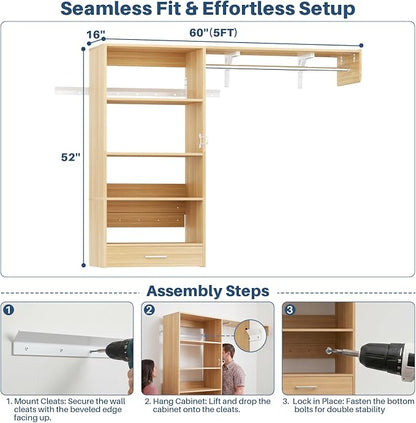 Armocity 60" Wall Mounted Laundry Room Organization - Image 7
