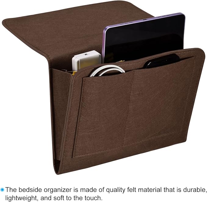 PATIKIL 11in Bedside Caddy, Bed Caddy Bedside Organizer Hanging Soft Felt 5 - Image 4