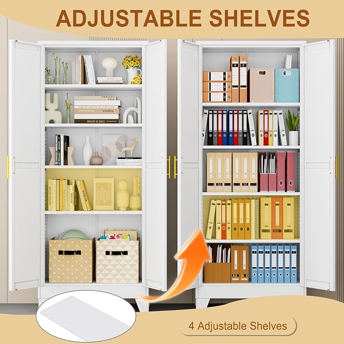 71" White Metal Storage Cabinet - Image 4