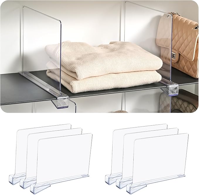 Shelf Dividers for Closet Organization, Upgrade Height for Vertical Space by beehomay