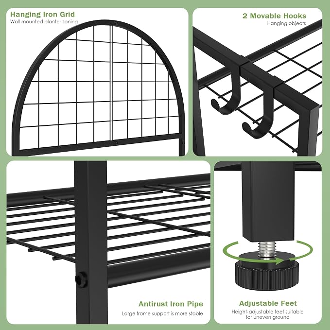VGMiu 3 Tier Plant Stand Indoor Outdoor, Metal Plant Display Stand Plants Shelf - Image 4