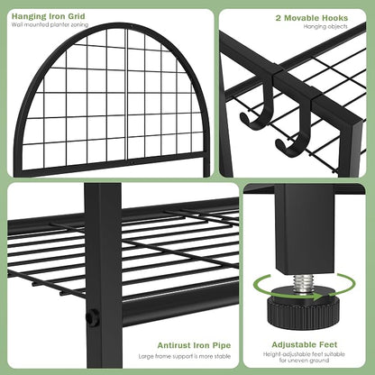 VGMiu 3 Tier Plant Stand Indoor Outdoor, Metal Plant Display Stand Plants Shelf - Image 4