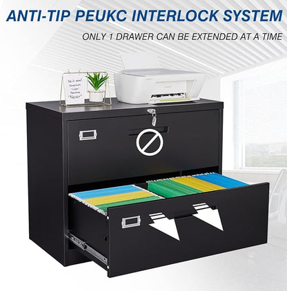 2 Drawer File Cabinet, Lateral Filing Cabinets - Image 4