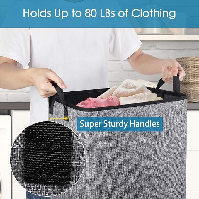 SNIGJAT Clothes Laundry Hamper for Bedroom, Lightweight Dirty Clothes College - Image 4