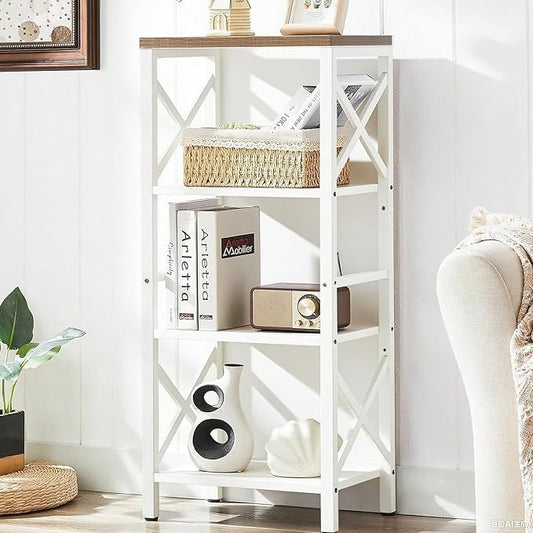 Small Bookshelf, 4 Tier Industrial Bookcase by MNEETRUNG