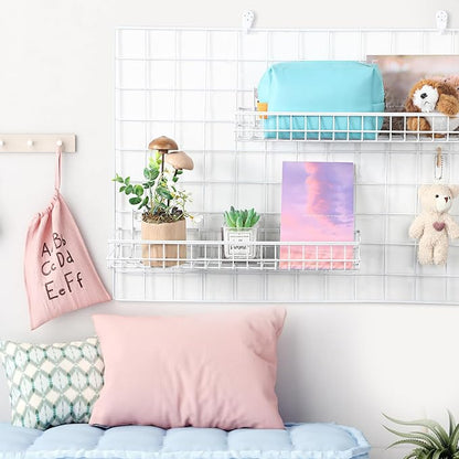 Blulu 4 Pcs 15.75 x 3.94 x 1.97 Inch Metal Grid Wall Baskets - Image 5