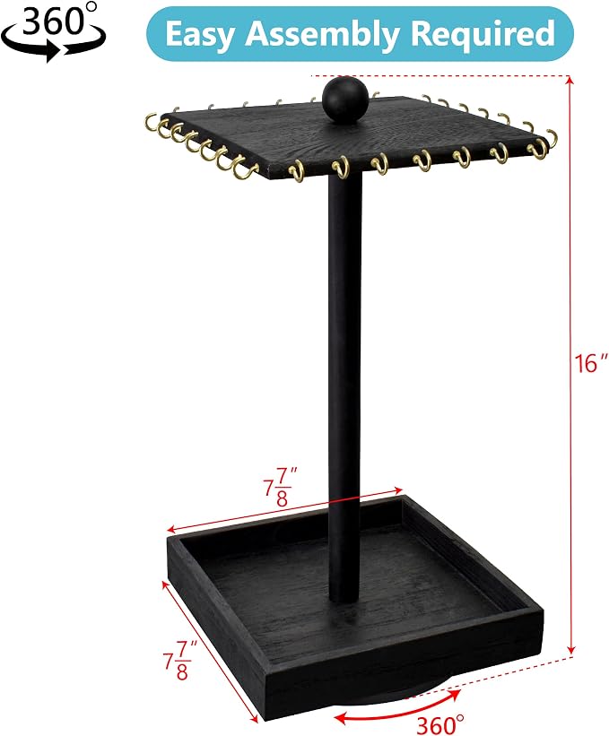 Ikee Design 2pcs Wood Rotating Jewelry Display Necklace Bracelet Holder | - Image 2