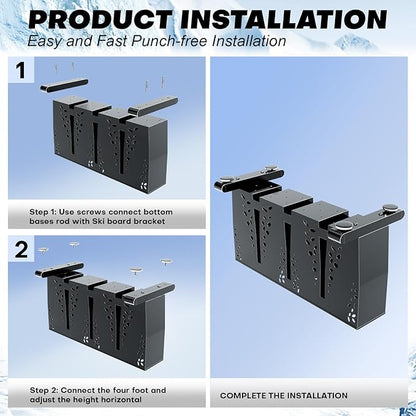 Ski Storage Rack for Garage, 4 Pair Heavy Duty Steel Freestanding Ski Storage - Image 3
