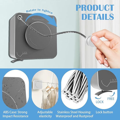Retractable Clothesline Indoor, Non-Sagging Outdoor Clothes Line Retracting - Image 3