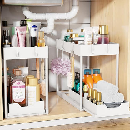 Simple Trending Under Sink Organizer 2 Pack, Sink Pull-Out Sliding Storage by SimpleTrending