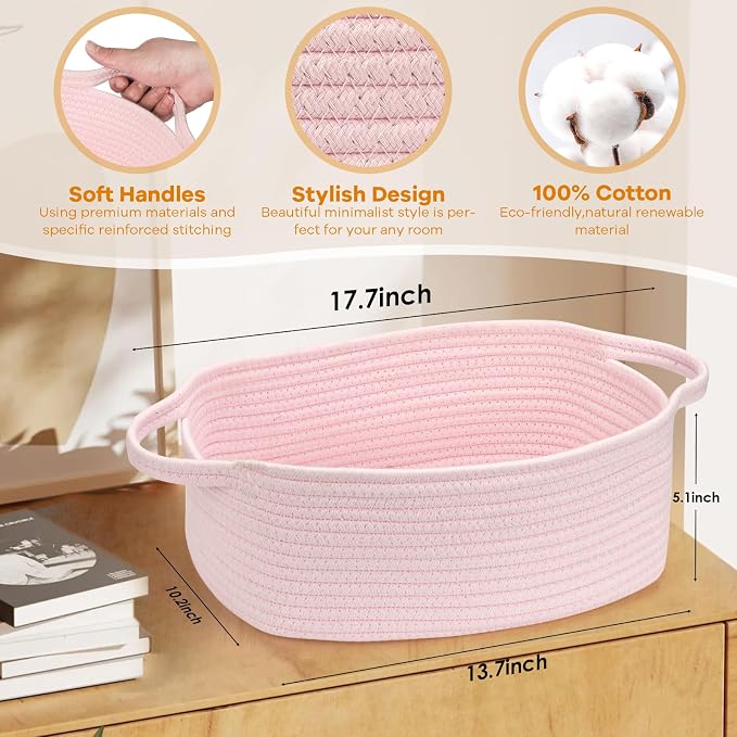 Small Woven Cotton Rope Basket Cute Baby Gift Baskets Empty Decorative Storage - Image 2