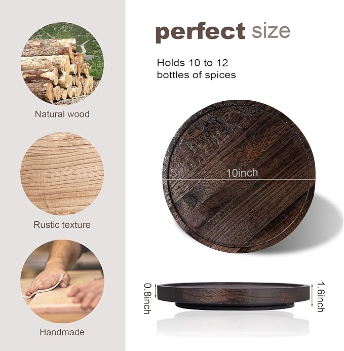 Wood Lazy Susan Organizer Kitchen Turntable - Image 6