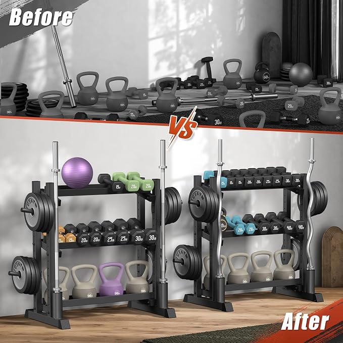 3-Tier Dumbbell Rack, 1100LB Capacity Adjustable Weight Rack - Image 7