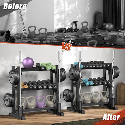 3-Tier Dumbbell Rack, 1100LB Capacity Adjustable Weight Rack - Image 7