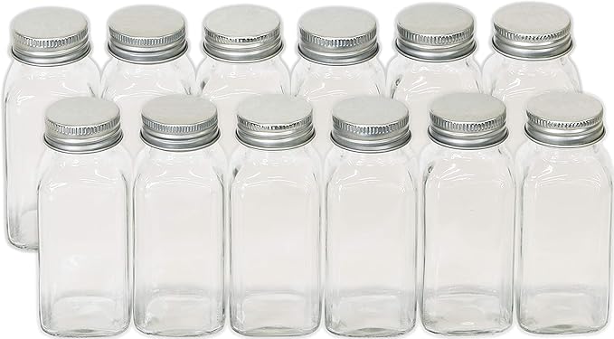 Simple Houseware 12-Pack 6 oz Glass Spice Jars, Square Bottles - Image 3