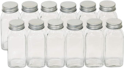 Simple Houseware 12-Pack 6 oz Glass Spice Jars, Square Bottles - Image 3