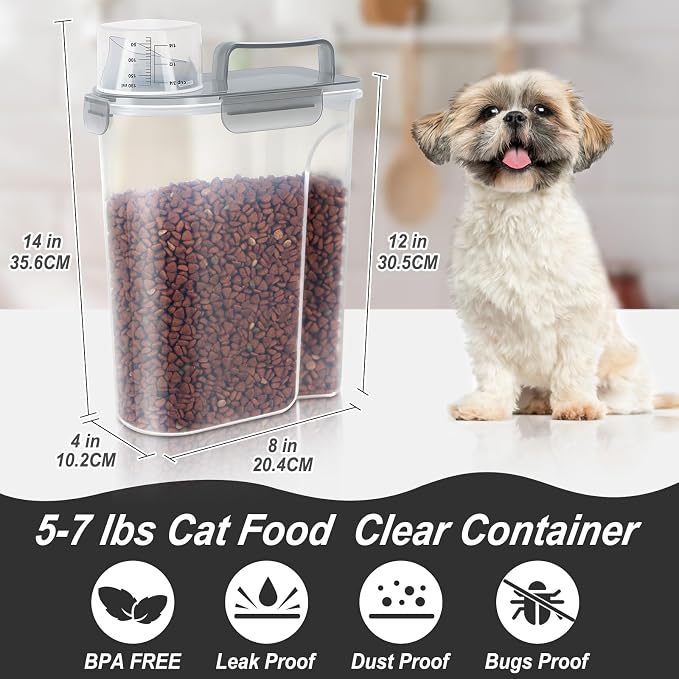 5-7Lbs Cat Dog Storage Container, Portable Pet Food Containers - Image 3