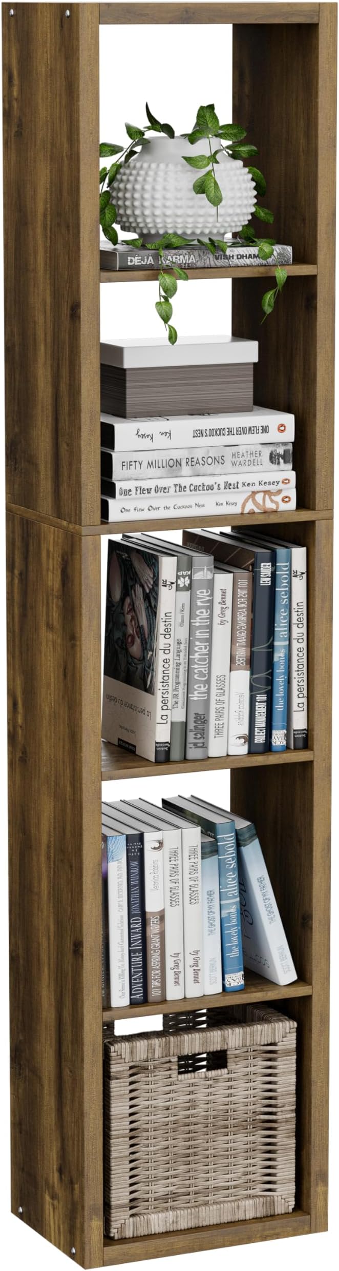 Tall Cube Storage Organizer Bookcase, 5 Tier 11 inch Open Back Cubical Shelf by VDNEND