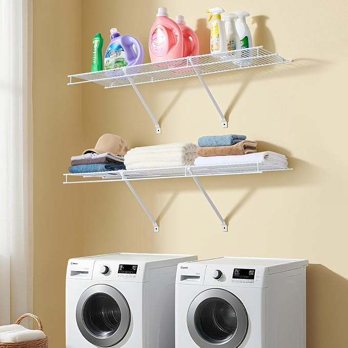 VEVOR Wire Shelf Kit, 4 ft, Wall Mounted Wire Shelves, Heavy-Duty Carbon Steel - Image 2