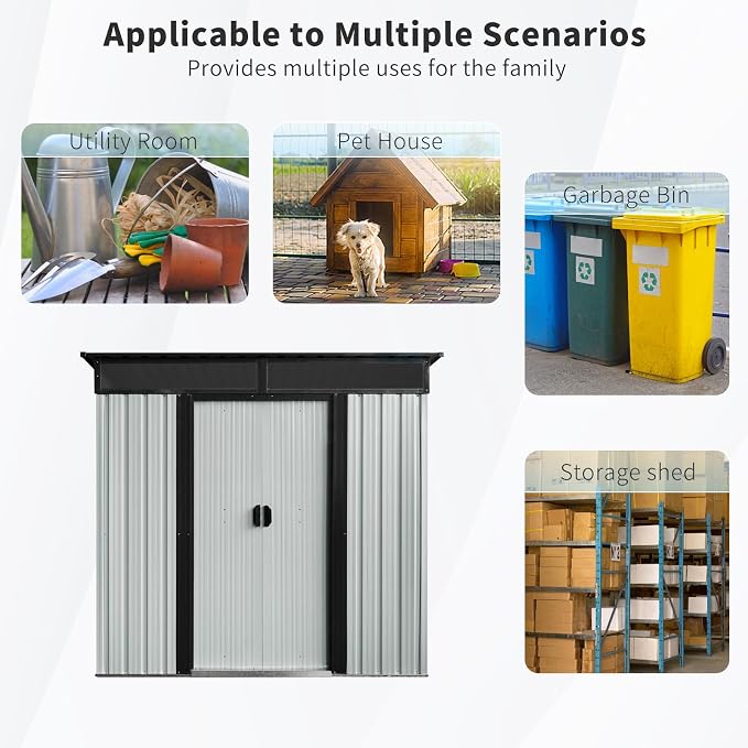 Outdoor Metal Storage Shed Window Ventilation Foundation Frame Waterproof - Image 7