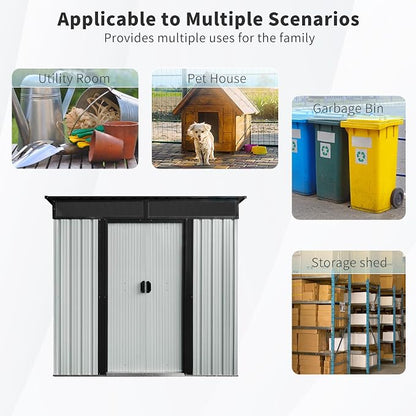 Outdoor Metal Storage Shed Window Ventilation Foundation Frame Waterproof - Image 7