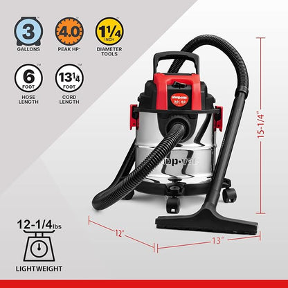 Shop-Vac 3 Gallon 4.0 HP Wet/Dry Vacuum - Image 3