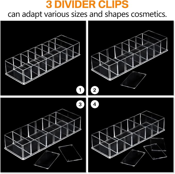 Tuanse 2 Pcs Acrylic Makeup Compact Organizer Detachable 8 Spaces Clear Vanity - Image 3