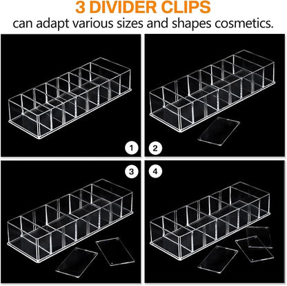 Tuanse 2 Pcs Acrylic Makeup Compact Organizer Detachable 8 Spaces Clear Vanity - Image 3