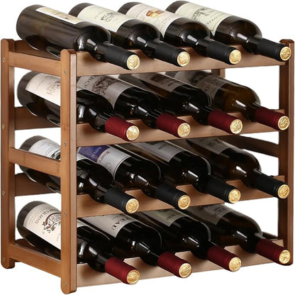 Wine Rack Storage, Bamboo Wine Racks Cabinet Shelf, 4-Tier 16 Bottles by Unknown