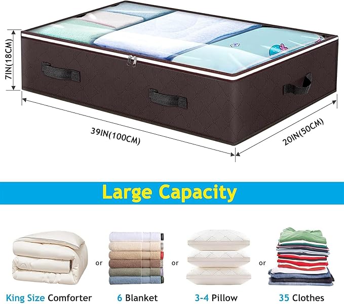 Budding Joy 6 Pack 90L Under bed Storage Containers Organizer Large Capacity - Image 2