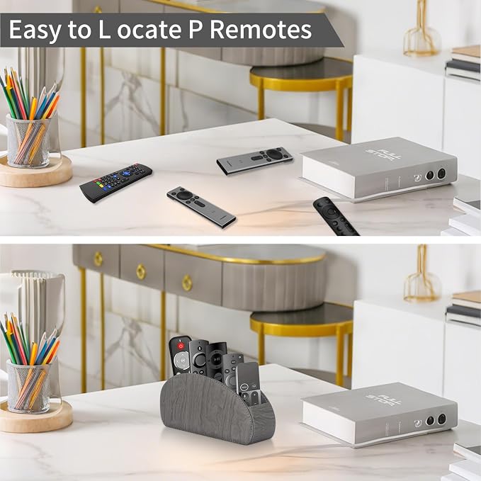 Remote Control Holder, Leather 5 Rooms Desk Organizer and Decorations - Image 5