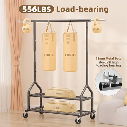 EAGMAK Heavy Duty Clothes Rack Load 556 LBS, Rolling Clothing Rack - Image 2