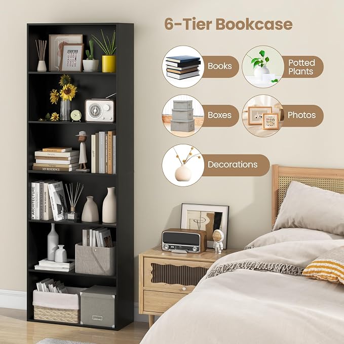 Giantex 6-Tier Bookcase, Freestanding Storage Organizer w/Open Shelves - Image 4