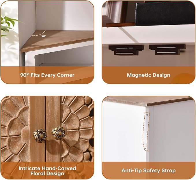 Boho Corner Cabinet, Narrow Organizer - Image 3