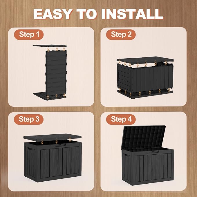 EFU Outdoor Storage Box 60 Gallon Deck Box Lockable UV Resistance Waterproof - Image 7