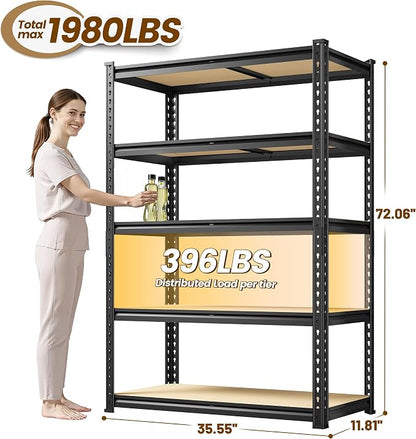 5-Tier Storage Shelves, 1980LBS Adjustable Pantry Shelves, Metal Shelving Unit - Image 3