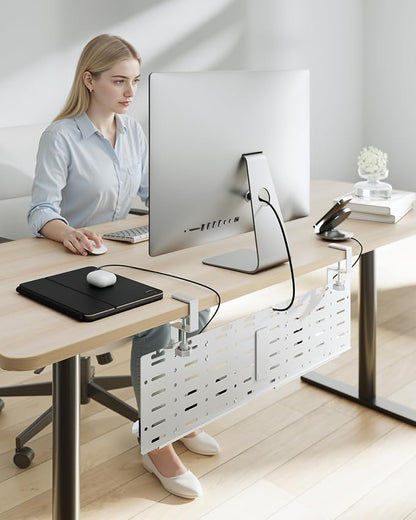 Under Desk Cable Management Tray, 30.2" Vertical Metal Pegboard Organizer - Image 8
