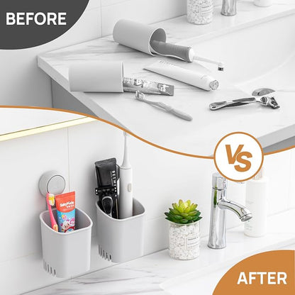 LEVERLOC Powerful Suction Toothbrush Holder 2 Pack, Removable Drill-Free Wall - Image 6