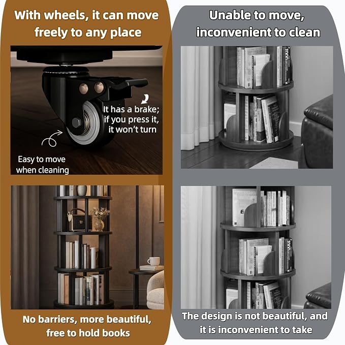 Solid Wood Rotating Round Bookshelf Towers - Image 4