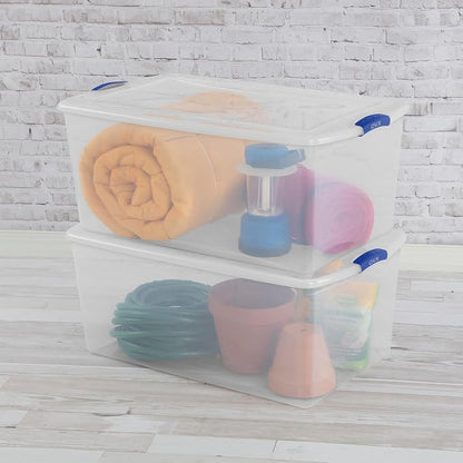2-Pack 105 Quart Heavy Duty Plastic Storage Bins, Stackable Containers - Image 2