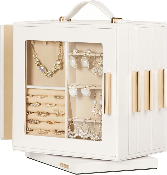 Homde Christmas Gifts Jewelry Box 360° Rotating, Necklace Earring Organizer by Homde