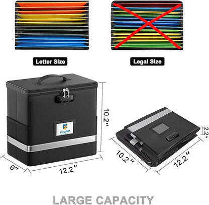 Fireproof File Box with Lock, Collapsible Document Organizer, Reflective Strip - Image 4