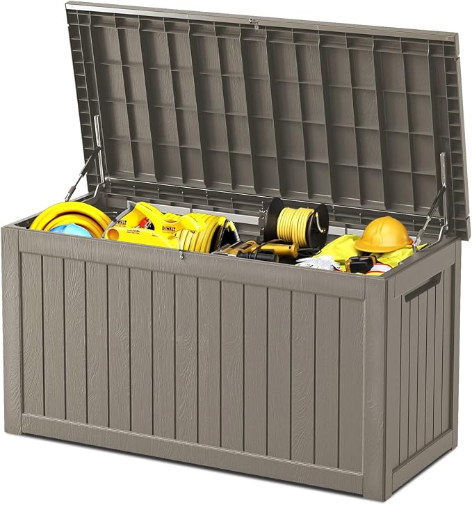 270 Gallon Deck Box, Resin Outdoor Indoor Waterproof Storage Box, Lockable by Kdymod