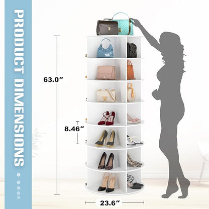7-Tier Rotating Shoe Rack Tower, Freestanding Shoes Organizer | 360° Vertical - Image 2