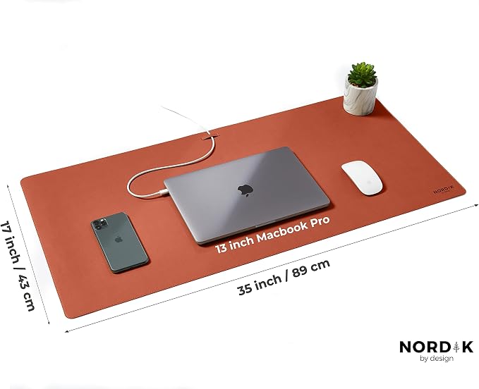 Nordik Cork Leather Desk Mat Cable Organizer - Image 6