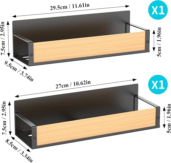 Metal Magnetic Spice Rack for Refrigerator Wood, 2 Pack | Magnetic Shelves - Image 5