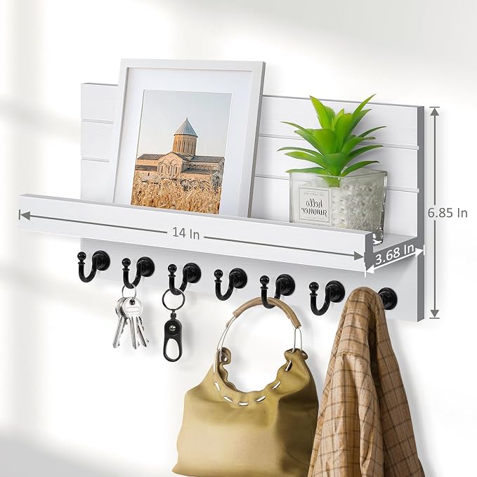 HONJIN Key Holder for Wall: Upgraded 7 Sturdy Key Hooks Easy Installation Mail - Image 6