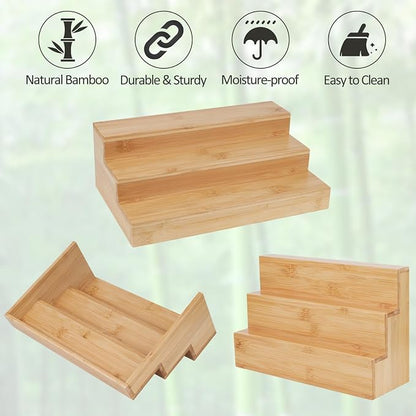 2 Pack Bamboo Spice Rack Organizer - Image 7